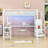 Metal Loft Bed With Open Wardrobe, LED Light, Desk, Charing Station And Storage Stair-116532766-118659725
