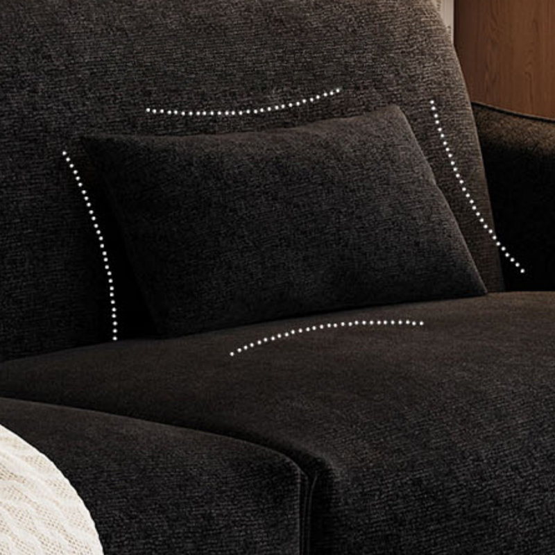 High-back Retro Chenille Black Couch