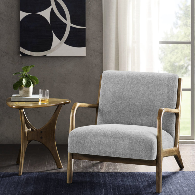 Chaise rembourrée grise rembourrée texturée Mid-Century, Grey