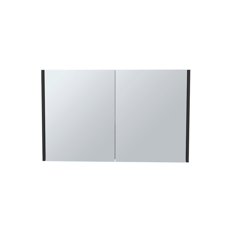 Armoire à miroir à double porte H 19,7 po x l 31,5 po à usage domestique - noir, trois tablettes intérieures avec rangement pour miroir de salle de bain et de cuisine