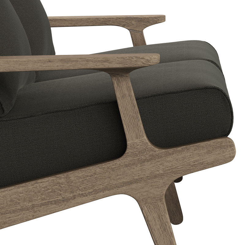 Saratoga Outdoor Teak Wood Loveseat In Flint Gray, Gray