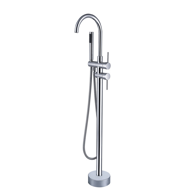 Modern Freestanding Bathtub Faucet With Hand Shower - Solid Metal, Finish, 3.9 Gpm Water Flow Rate, Bathroom Refresh Surface, 6.66 In. X 47.29 In., Refreshment Choice