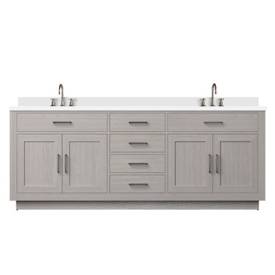 Abbey 84 in W x 22 in D Oak Double Bath Vanity and Chrome Faucet Set