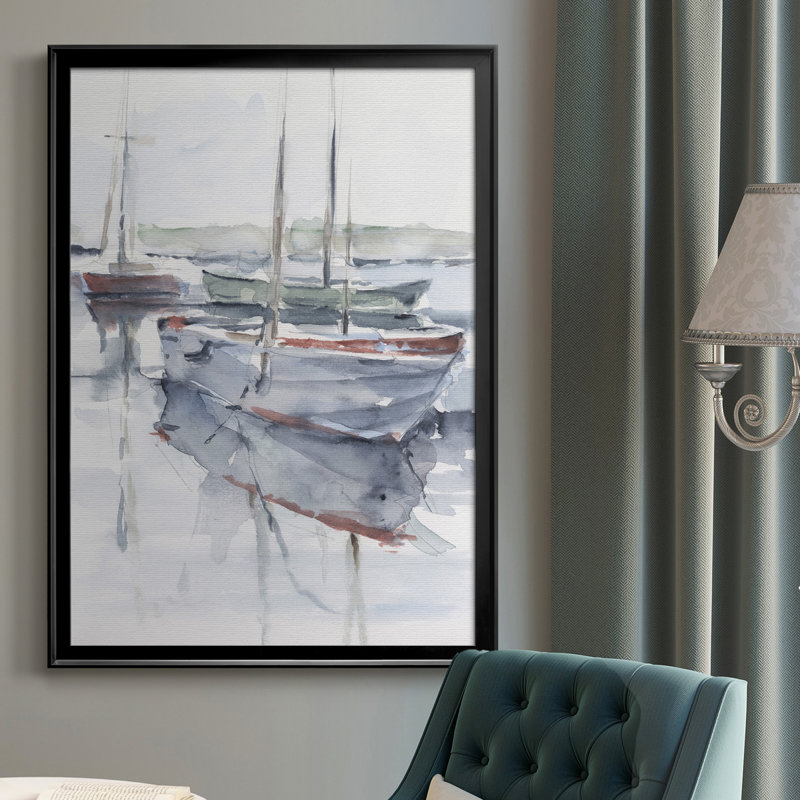 Watercolor Harbor Study I, toile encadrée de qualité supérieure - prête à être accrochée, H 24,5 po x l 18,5 po x P 1 po
