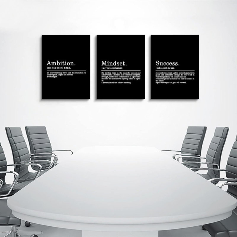 Mindset Quotes Prints, Success Framed Entrepreneur Poster Positive Quotes Wall Poster For Home Office Workplace (M-3Pcs,12X16inchx3pcs)