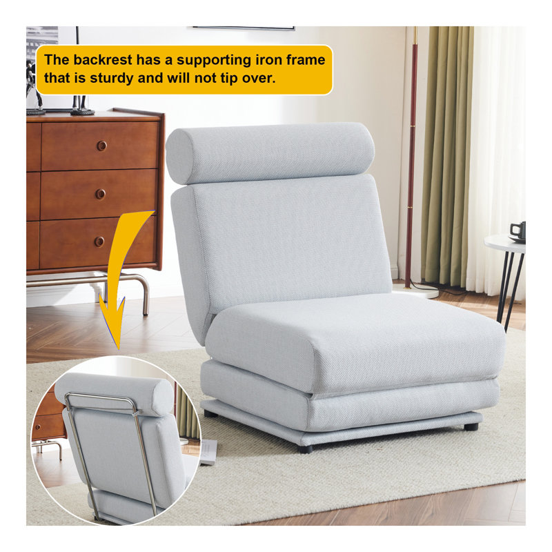 Single Sofa Chair Foldable Single Sofa Bed with Pillow,Portable Foldable Sofa Bed,Leisure Sofa Chair,Easy to Store,Made of Breathable and Wearable Linen
