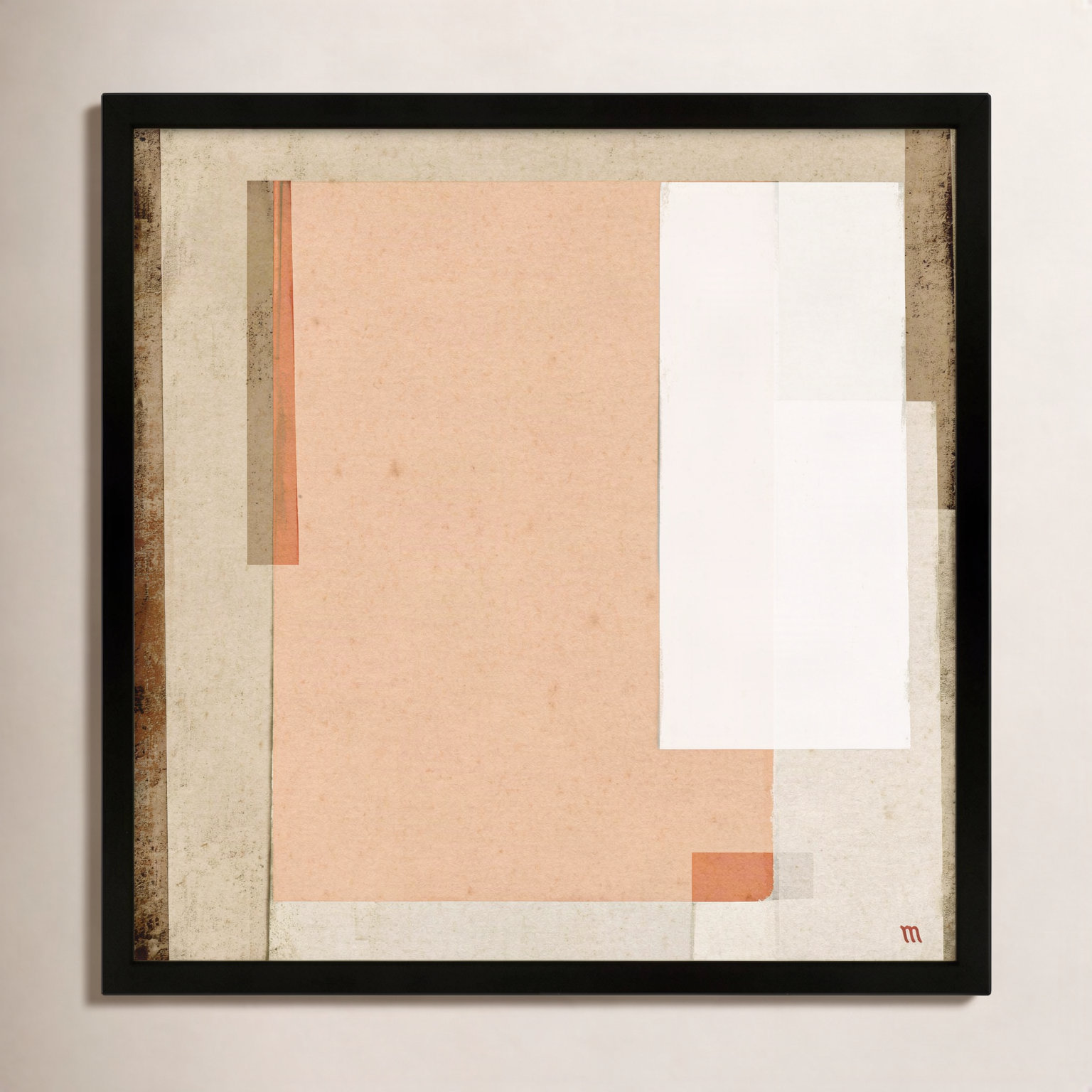City Scape Pink Print by Marco Marella, 36" H x 36" W, Framed Print Paper without Mat, Black