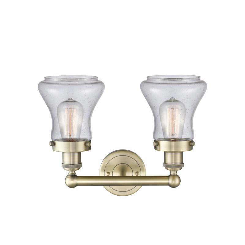 Éclairage pour meuble-lavabo à 2 lumières à intensité variable Asadbek, Mercurisé, Laiton antique