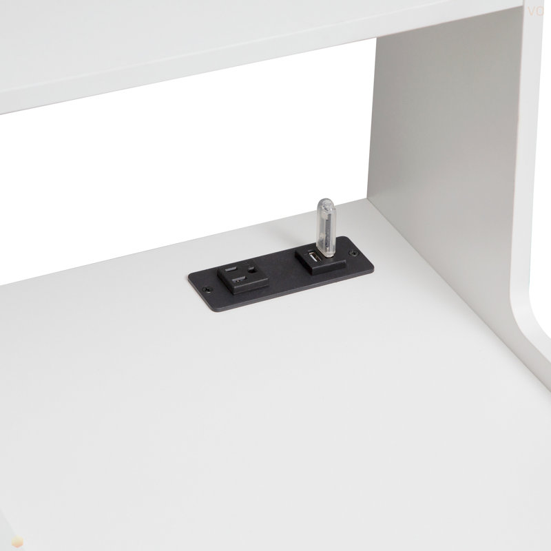 Table de chevet avec station de charge, table de chevet intelligente avec veilleuse, table de chevet moderne avec bibliothèque, tables de chevet avec armoire de rangement pour la chambre à coucher