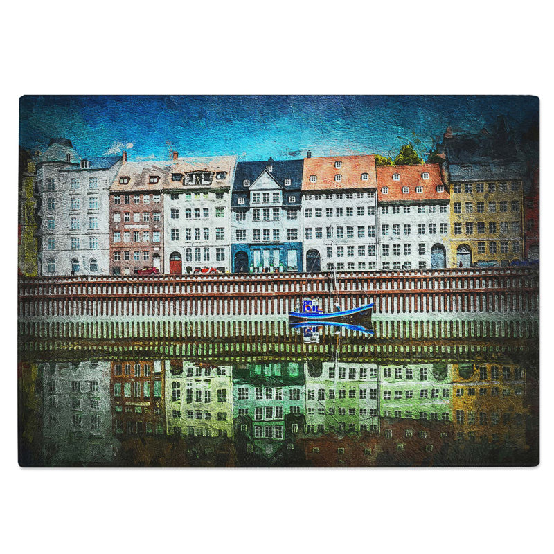 Tempered Glass Nyhavn in Copenhagen Chopping Board, 39 cm W x 28.5 cm L