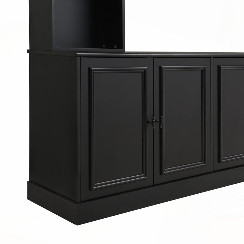 4-Piece Wall Unit Entertainment Center with Bookshelf for TVs Up to 70", Versatile TV Stand with Adjustable Shelf