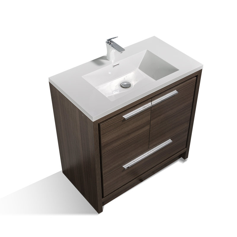 Lefebvre 35.5" Single Bathroom Vanity Set, Gray Oak