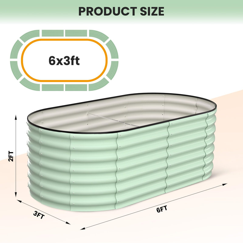 Metal Raised Garden Bed, Green, 61cm H x 183cm W x 91.5cm D