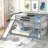 Full Over Bunk Bed, Gray - With Foldable And Removable Slide Construction Bed Detachable ,-1816120324