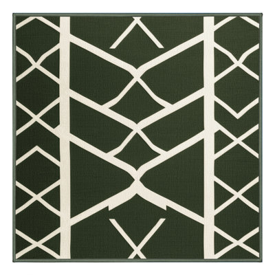 Machine Washable Trellis Green Area Rug