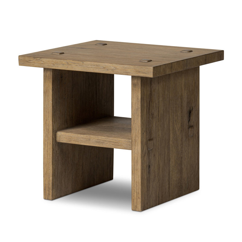 Zeno End Table, Distressed Blonde Oak