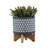 Ceramic 8" Aztec Planter On Wooden Stand, Gray-427131813-427131814