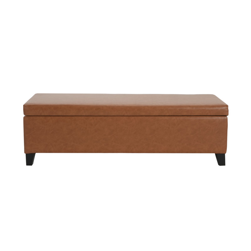Banc de rangement en similicuir Geffray, Marron clair