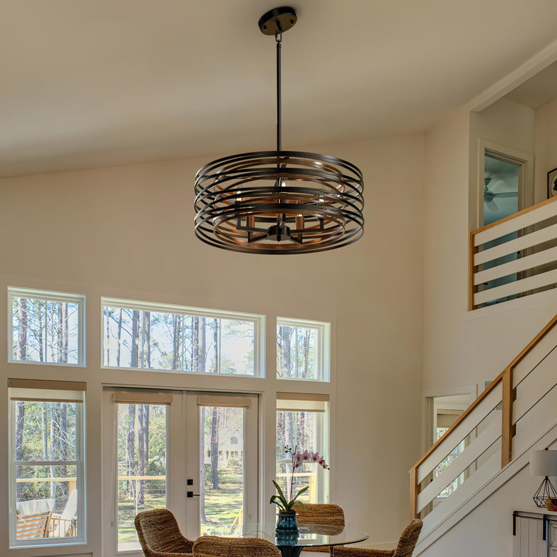 20 Inch Black Chandelier, 5-light Farmhouse Chandelier