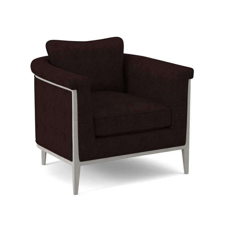 Chalice Upholstered Barrel Chair, Margaret Mahogany, Bisque