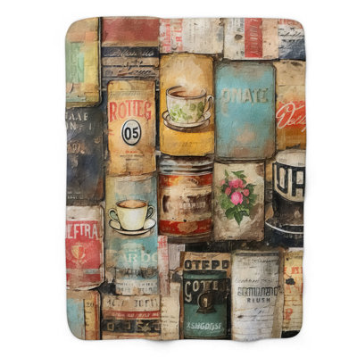 Jeté Grimy Coffee Tins - 1 pièce Premium Sherpa