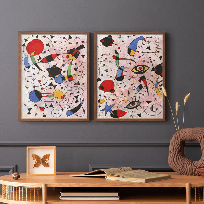 «Miro Memoirs I», reproduction encadrée de qualité supérieure - prête à être accrochée - aucun clou requis - aucun clou requis