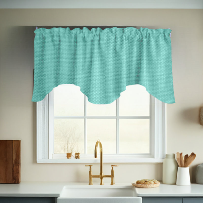 Cantonnière festonnée l 58 po Benina, Turquoise