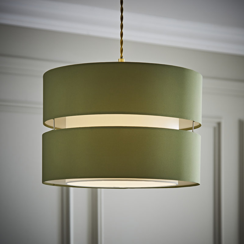 Blended Fabric Drum Pendant Shade, 24cm H x 35cm W x 35cm D, Green