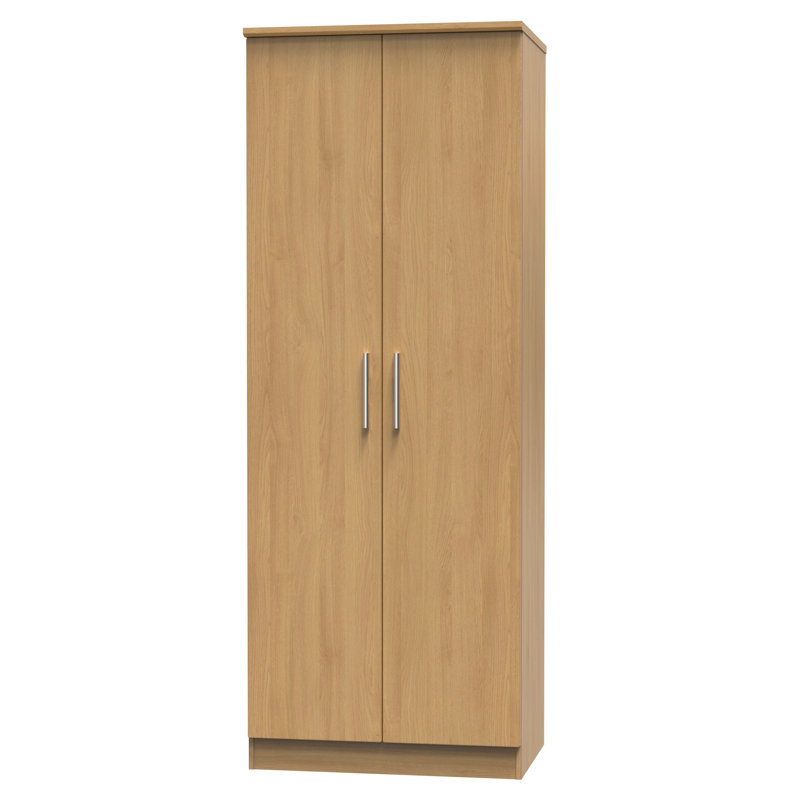 Borgeson 2 Door Wardrobe , 196" H x 74" W x 53" D, Modern Oak
