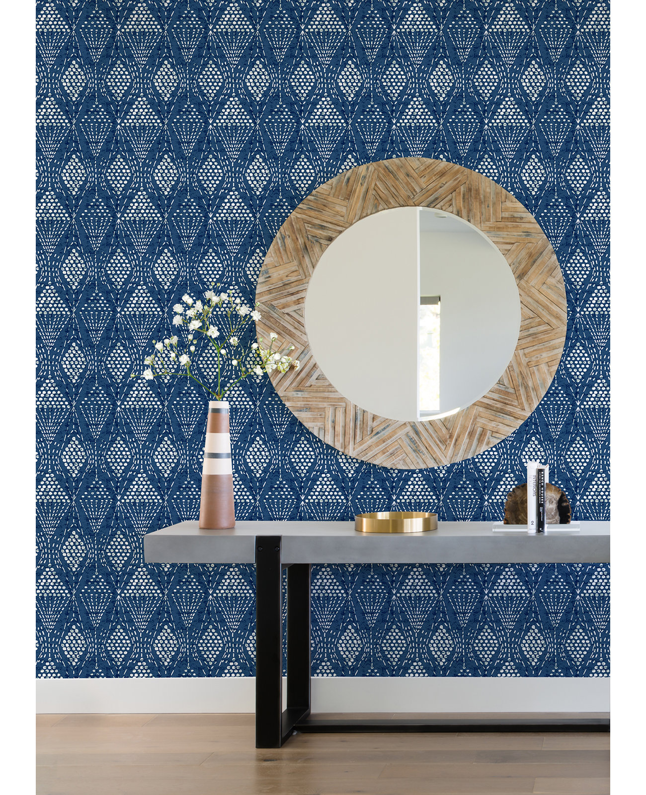 Aveta Geometric Wallpaper, Blue