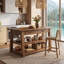 Îlot de cuisine en bois massif 55 po avec 2 tiroirs et tablettes de rangement