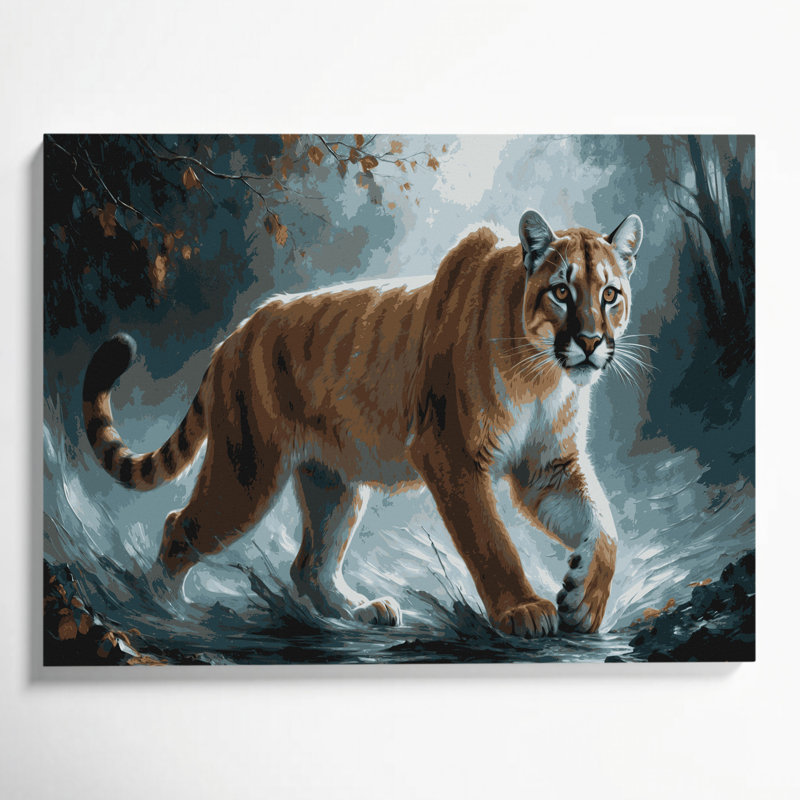 «Big Cats Eastern Cougar», art mural sur toile grise, H 20 po x l 30 po