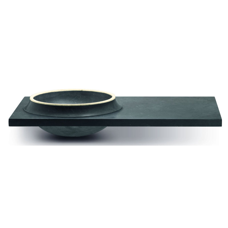 Maestro Bath 17.7165'' Stone Circular Bathroom Sink, Black