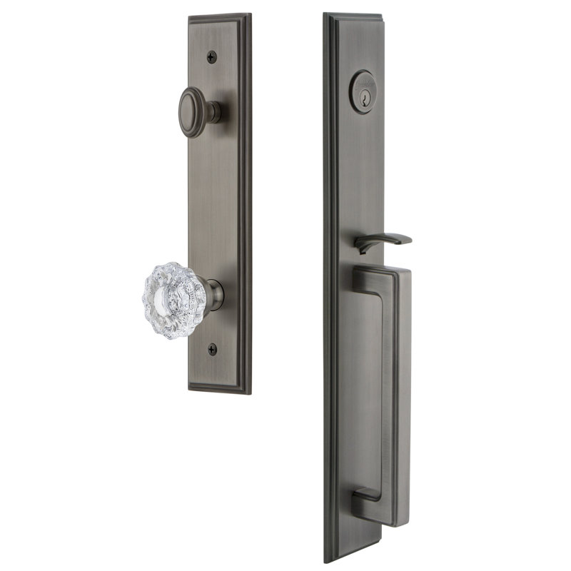 Carré Complete Dummy Entry Set with Versailles Knob and Rosette, Antique Pewter