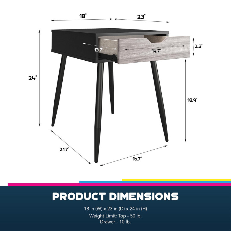Jodie Side Table with Storage