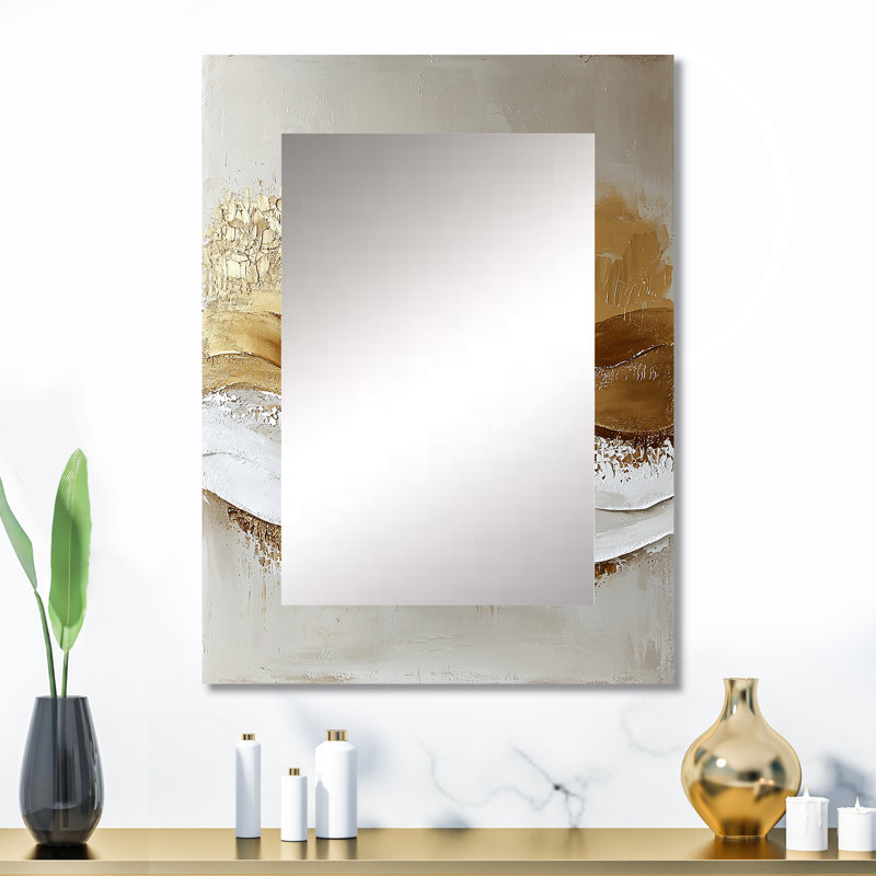Gold Sahara Desert Abstract Landscape I - Landscapes Mirror, Modern Decorative Wall Mirror, Printed Metal Art, 32" x 24"