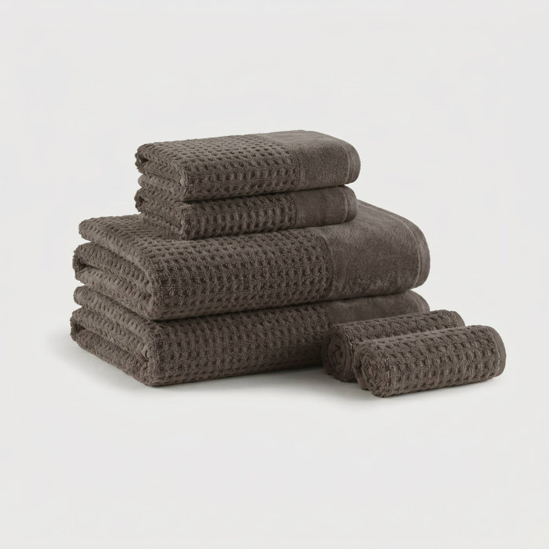 Ensemble de serviettes de bain en coton jacquard Madison Park Spa, Gris anthracite