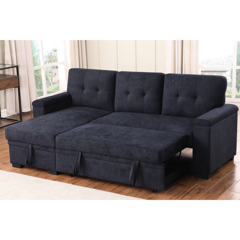 Canapé modulaire en tissu gris foncé avec méridienne réversible et canapé-lit avec rangement rembourré en mousse 83,56 po Largeur du produit