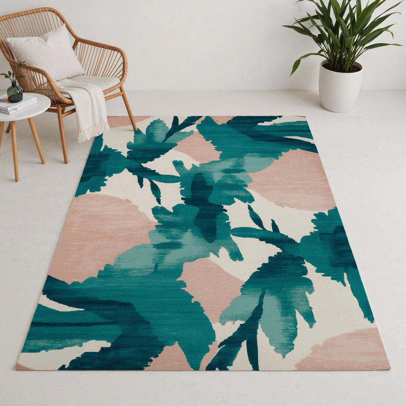 Watercolor Beige Indoor and Outdoor Area Rug, Rectangle 9 pi x 12 pi