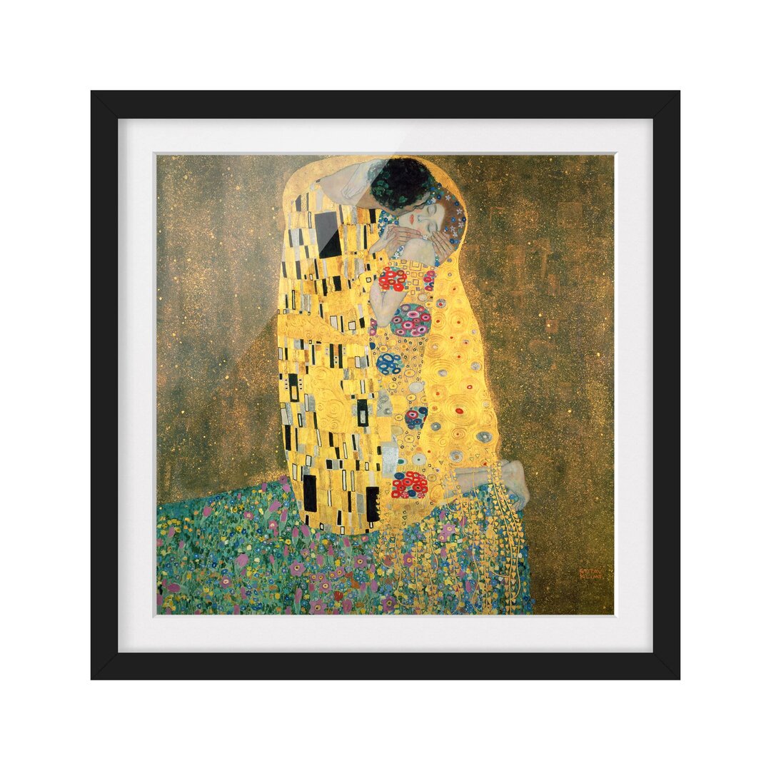 Gerahmtes Papierbild Der Kuß von Gustav Klimt