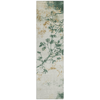 Machine Washable Indoor/Outdoor Xhevrie Emerald Rug