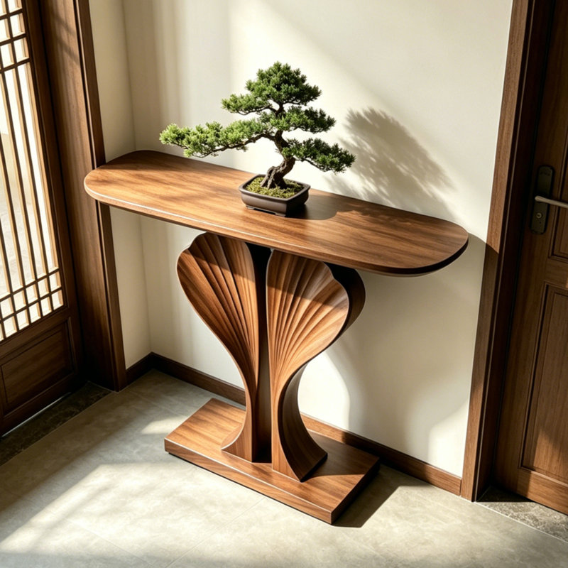 Console en bois massif de style médiéval., H 35,4 po x l 47,2 po x P 15,7 po