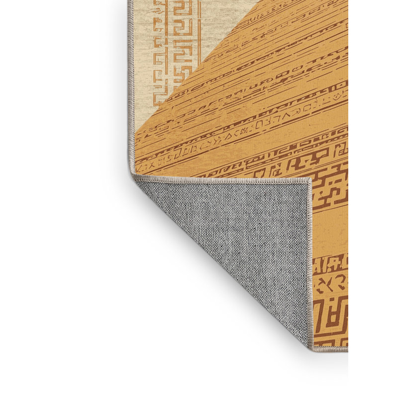 Tapis oriental Darwin traditionnel lavable à la machine en brun - reliure beige, 6 x 9