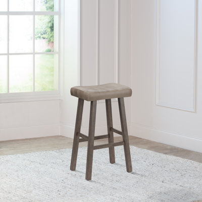 Kapono Upholstered Faux Leather Counter Stool with Solid Wood Frame