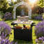Plateau de table de bar extérieur, chariot de bar extérieur avec rangement, îlot de cuisine à roulettes pour la préparation des aliments