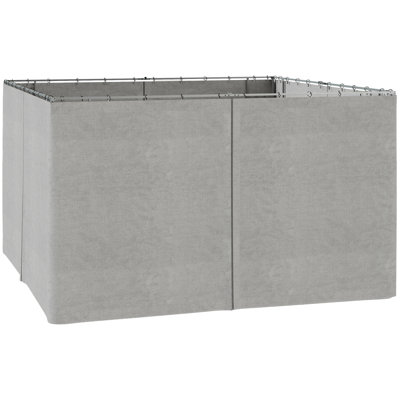 Outsunny 10' x 13' Universal Gazebo Sidewall Set with Panels, Hooks and C-Rings Included for Pergolas and Cabanas, Light Gray