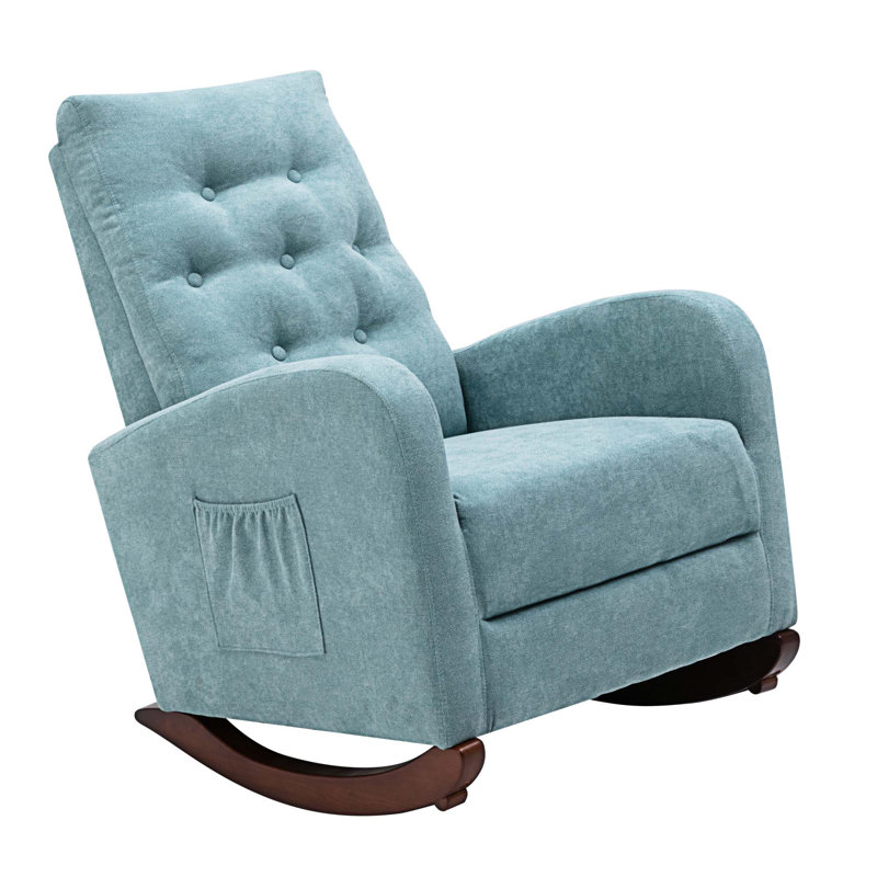 Fauteuil berçant à haut dossier Chrisann, 100% coton vert menthe