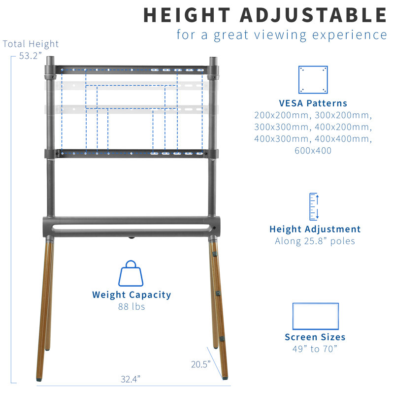 Easel Studio TV Stand with RGB Light, Wood