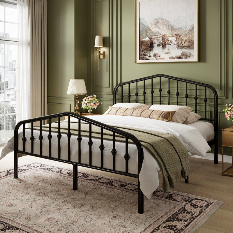 Verena Metal Platform Spindle Bed, No Box Spring Needed, Full