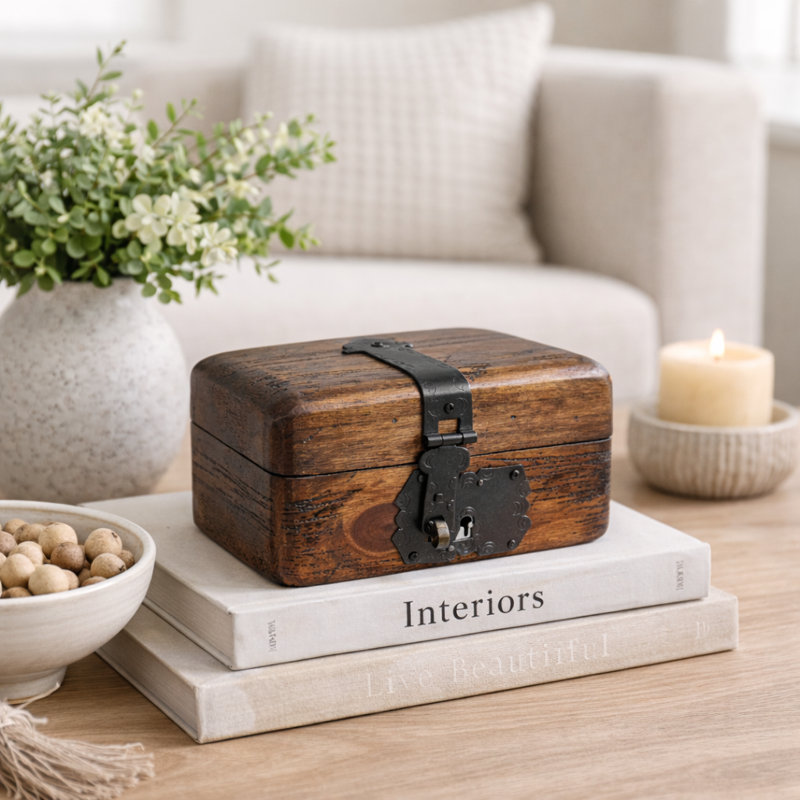 Boîte à bijoux en bois Keepsakes, Brun